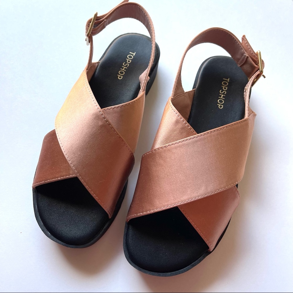 TopShop rose gold platform sandals